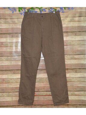 VTG Lucchese Dress Slacks Pants Tall Mens 36 x 36 Brown Western 100% Cotton